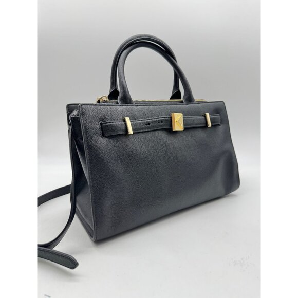 KATE SPADE NY Deco leather medium satchel crossbody bag - BLACK - Picture 6 of 14